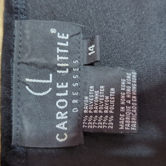 Vtg Carole Little long sleeves velvet midi dress embossed mesh bottom sz 14 - Picture 8 of 11